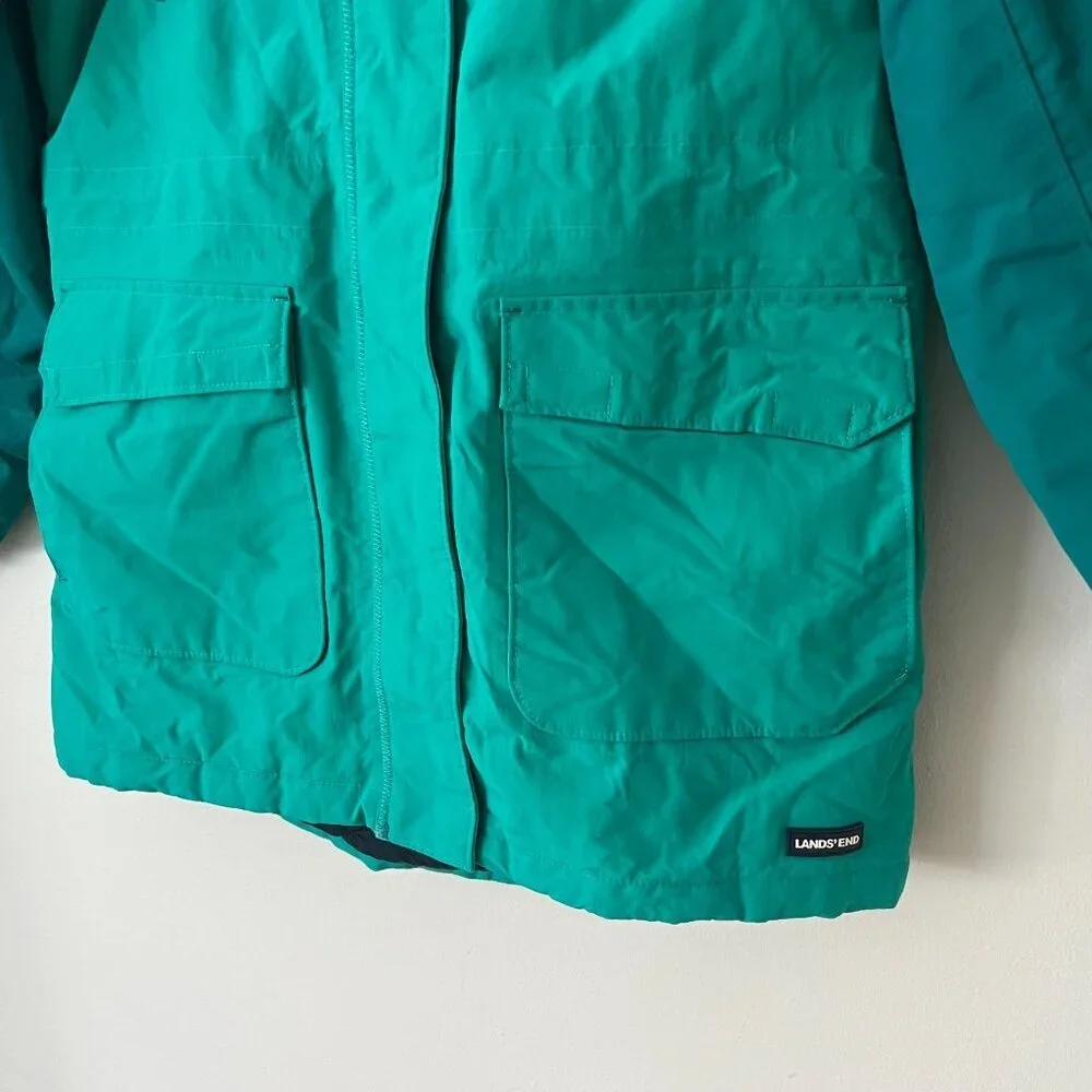 Lands' End Squall Waterproof Winter Coat Teal Green Youth Girls Size L/14